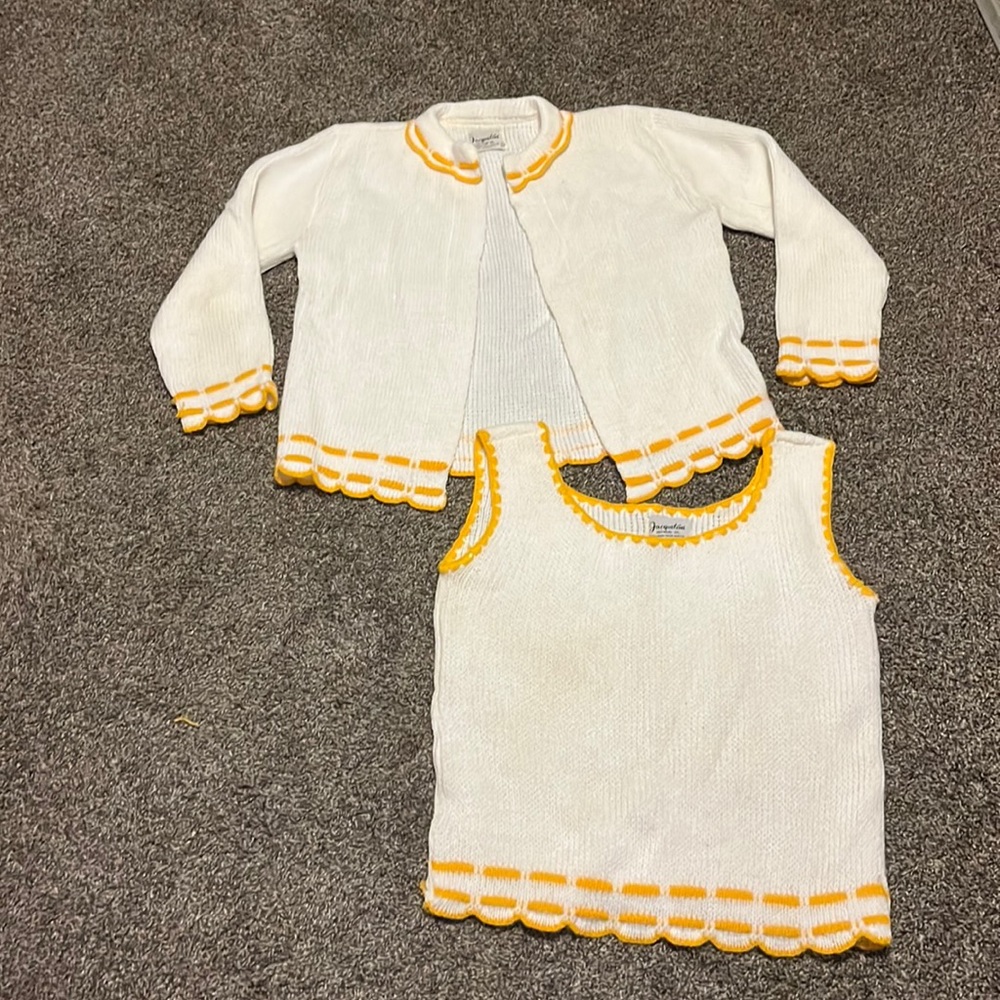 Vintage Jacqueline Knitwear Inc Sweater Tank and Cardigan Set